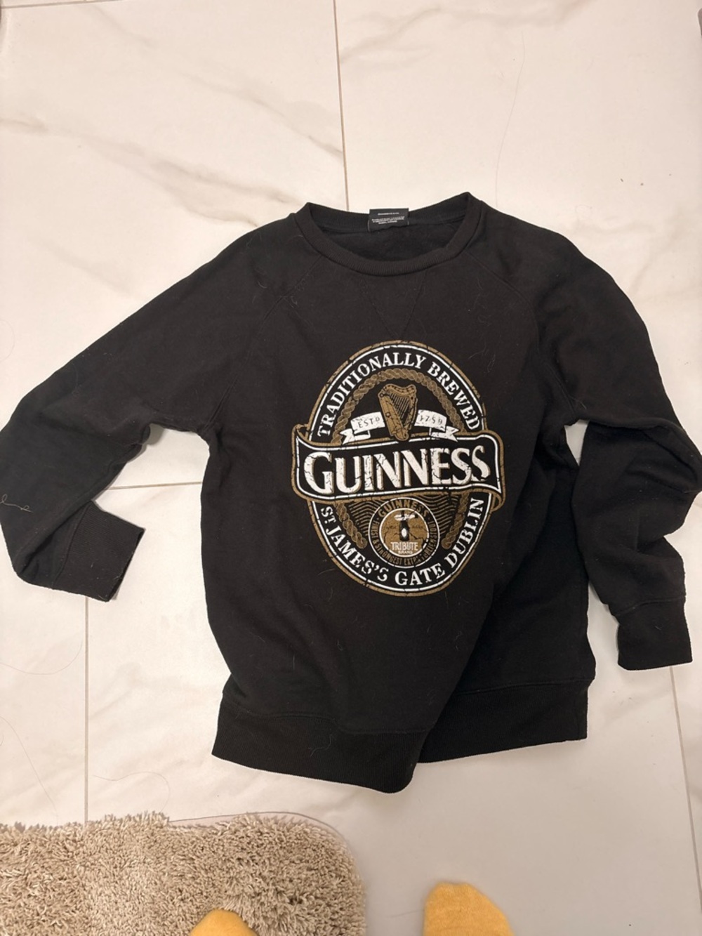 Guinness Black Crewneck Sweatshirt with Gold Logo